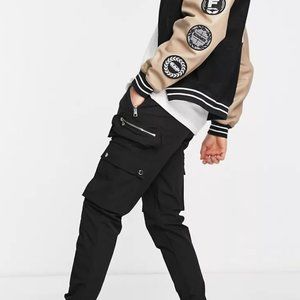 Couture Club Mens Multi Zip Technical Cargo Pants Size M Black Asos Zippers